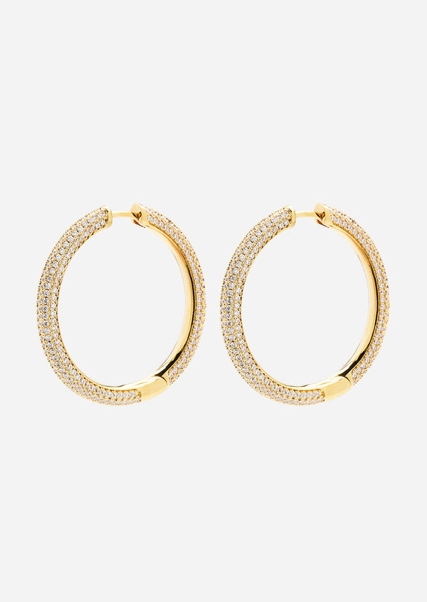 Simplicity Pavé Hoop Earrings - Gold Plated - Large