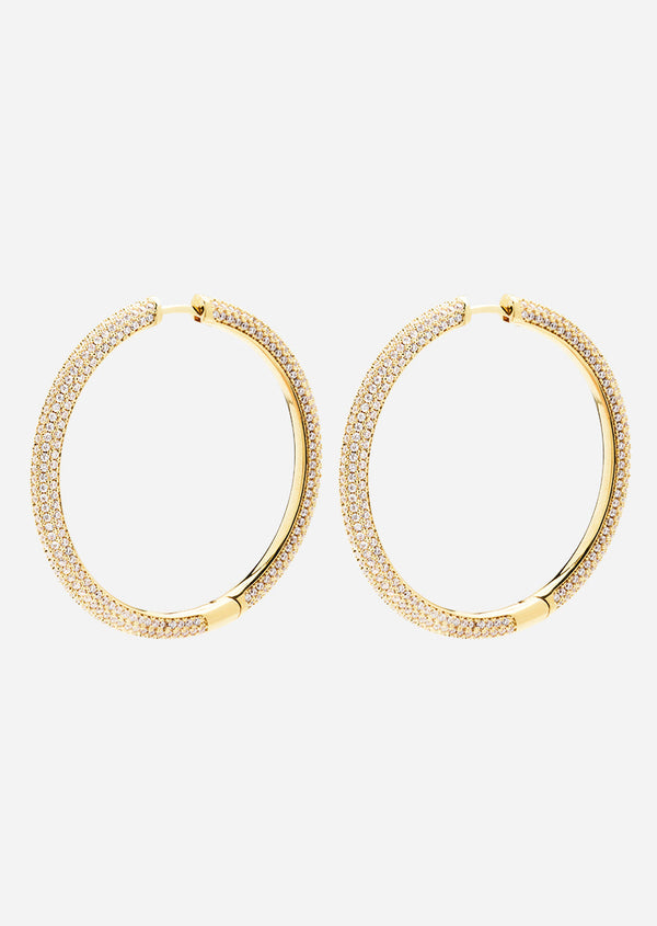 Simplicity Pavé Hoop Earrings - Gold Plated - XL