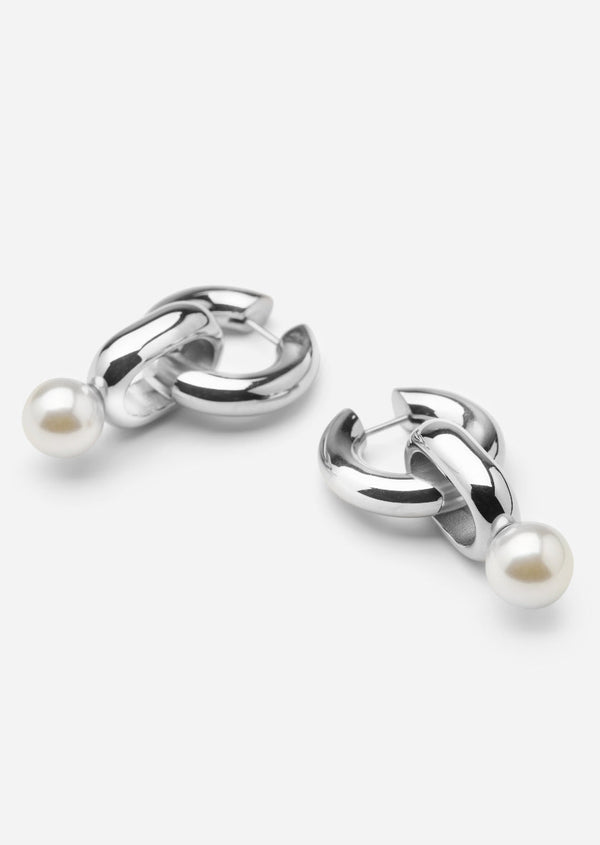 Hoop Earrings - Perle - Silver Plated