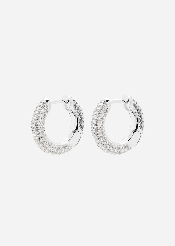 Simplicity Pavé Hoop Earrings - Silver Plated - Small