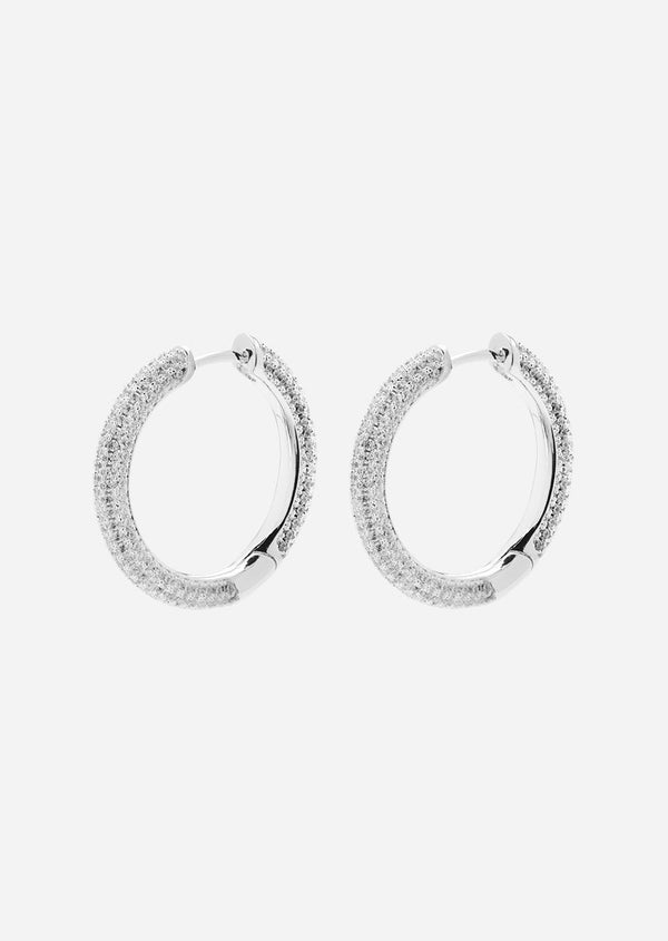 Simplicity Pavé Hoop Earrings - Silver Plated - Medium