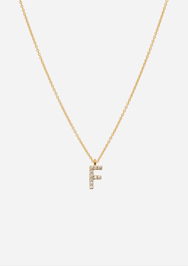 Pavé Letter - Gold Vermeil - F
