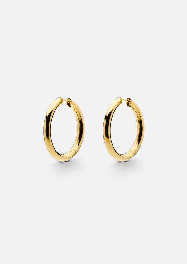 Simplicity Plain Hoop Earrings - Gold Plated - Large