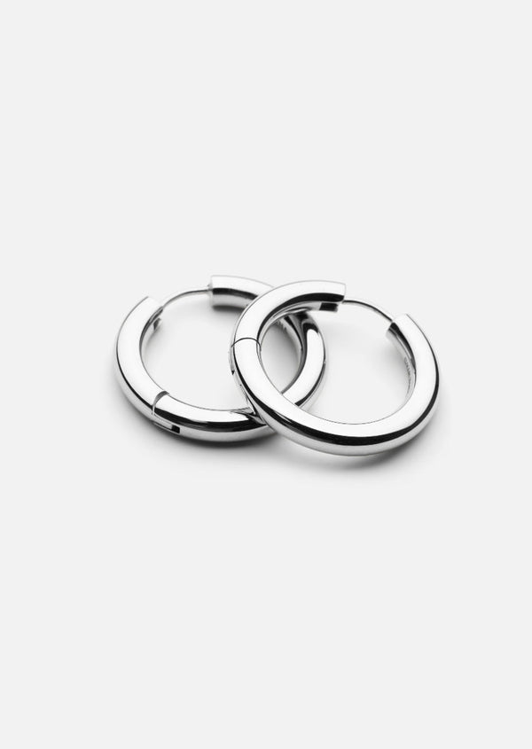 Simplicity Plain Hoop Earrings - Silver Plated - Medium