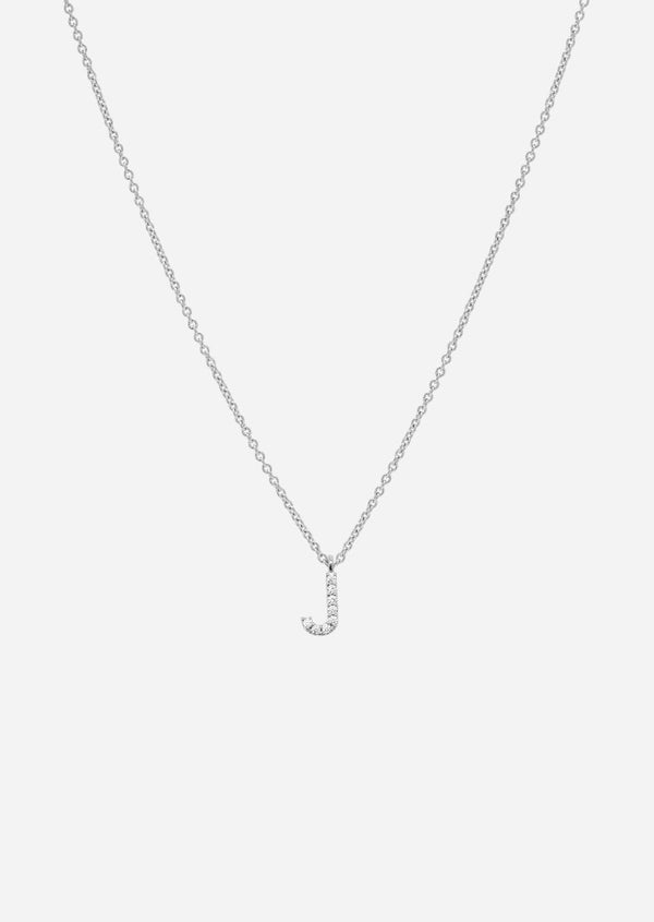 Pavé Letter - Sterling Silver - J