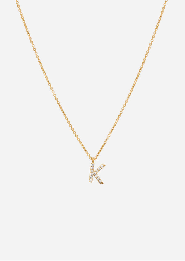Pavé Letter - Gold Vermeil - K