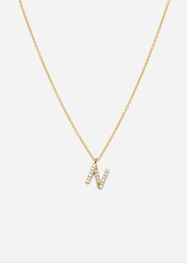 Pavé Letter - Gold Vermeil - N