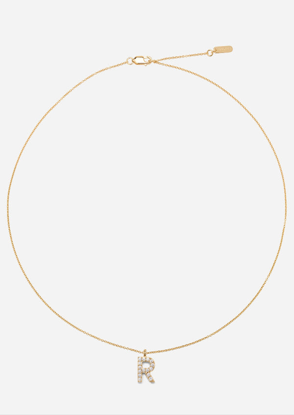 Pavé Letter - Gold Vermeil - R