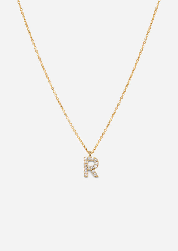 Pavé Letter - Gold Vermeil - R