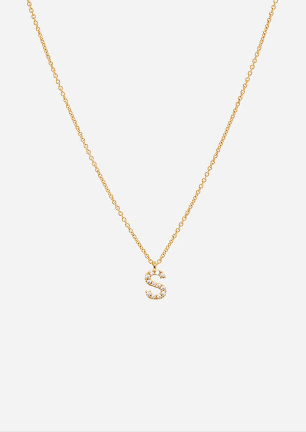 Pavé Letter - Gold Vermeil - S