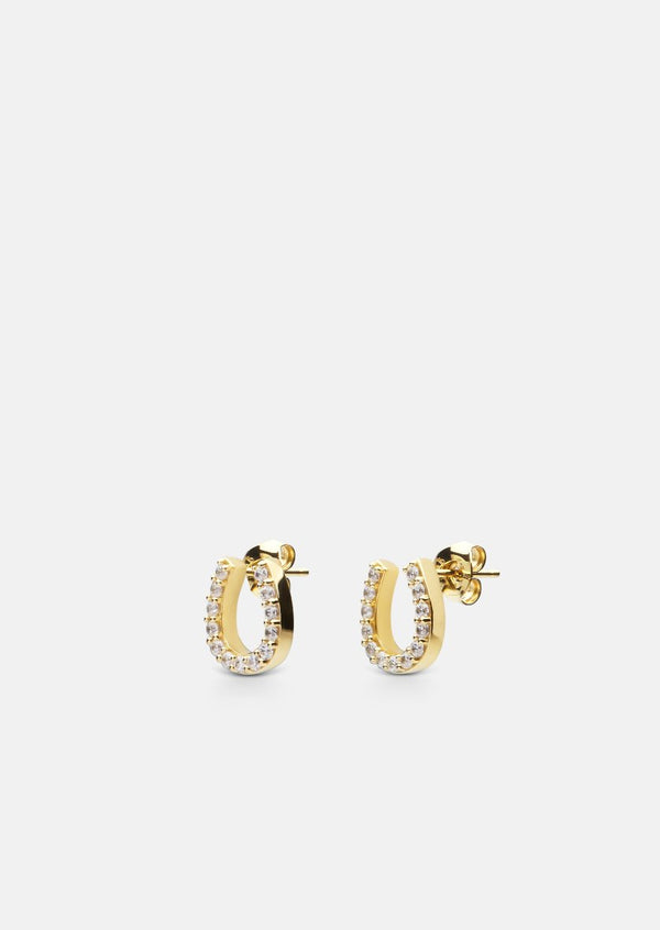 Pavé Symbol - Horse Shoe Earrings - Gold Vermeil