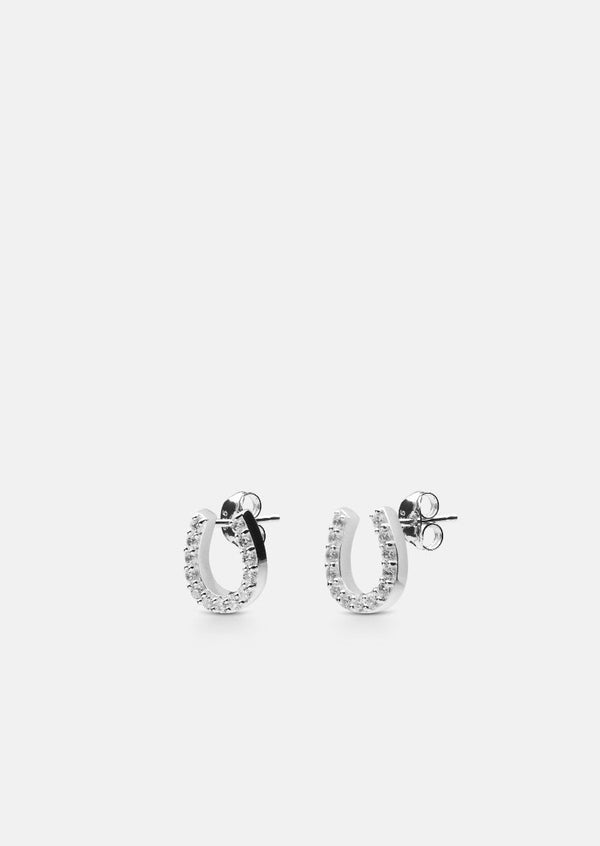 Pavé Symbol - Horse Shoe Earrings - Sterling Silver
