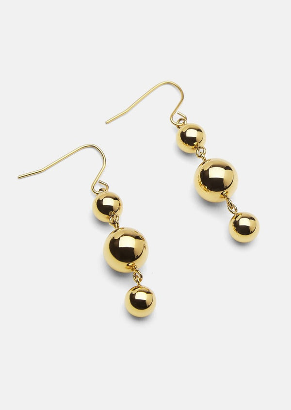 Triple Ball Drop Earrings – Gold Plated