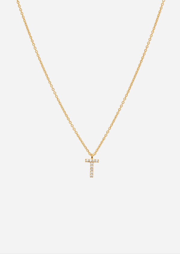 Pavé Letter - Gold Vermeil - T
