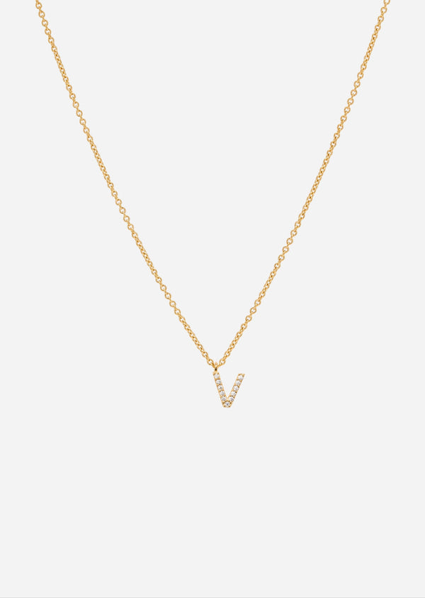 Pavé Letter - Gold Vermeil - V