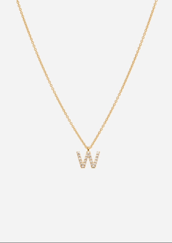 Pavé Letter - Gold Vermeil - W