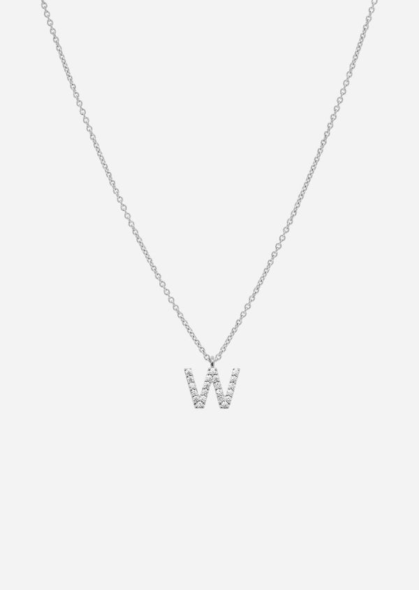 Pavé Letter - Sterling Silver - W